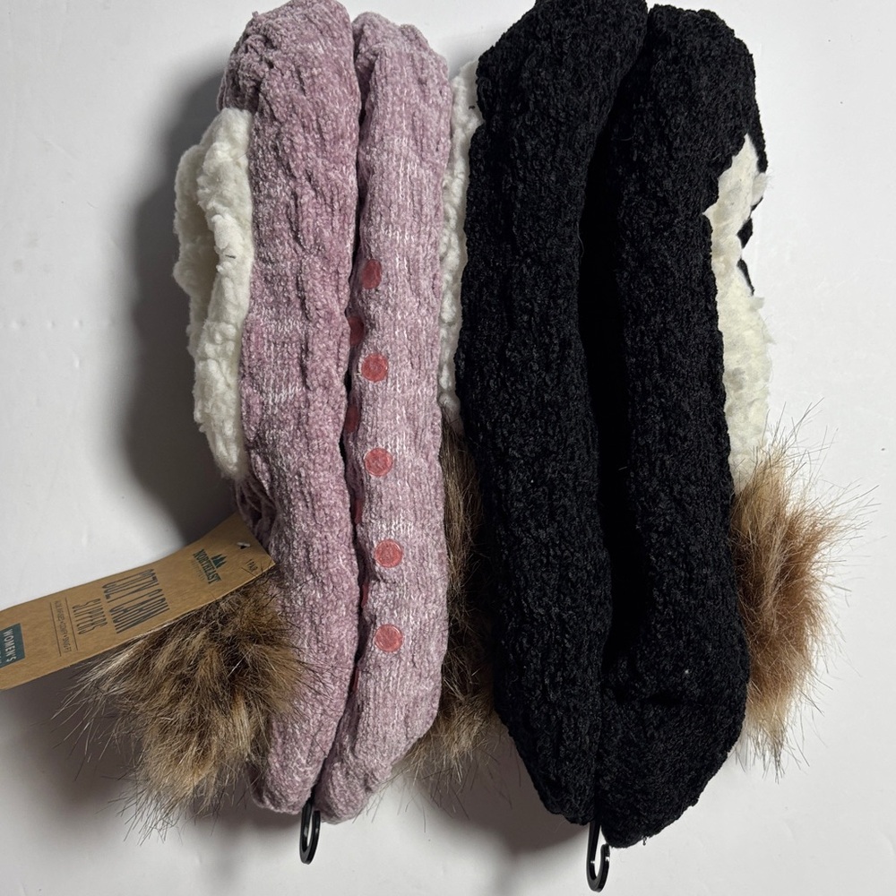 Northeast Cozy Cabin Slippers - Black and Purple Women Size 5-10 - Picture 6 of 7